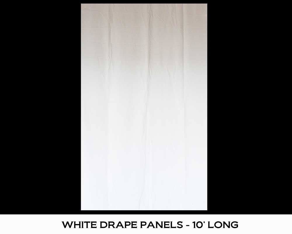 WHITE DRAPE PANELS - 10' LONG